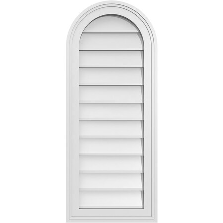 Ekena Millwork Round Top Surface Mount PVC Gable Vent w/ 2"W x 1-1/2"P Brickmould Frame, 14"W x 34"H GVPRT14X3402SN